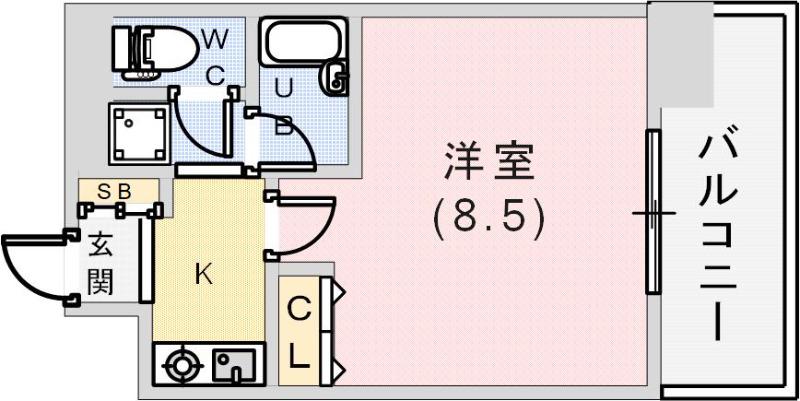 ラナップスクエア三宮プライム(1K/11階)の間取り写真