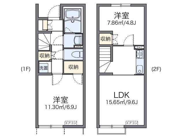 レオネクストあおぞら東(2LDK/1階)の間取り写真