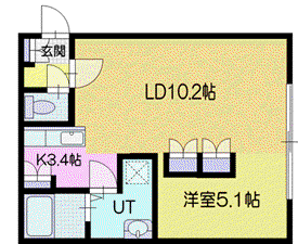 JR千歳線 恵庭駅 徒歩8分 4階建 築15年(1LDK/4階)の間取り写真