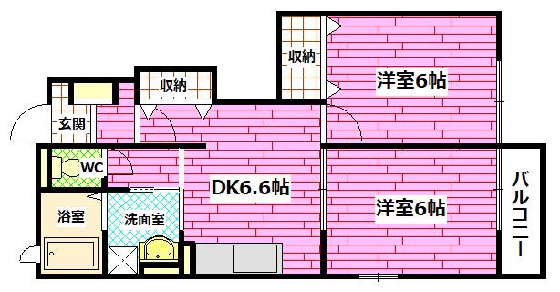 BLOOM(2DK/1階)の間取り写真