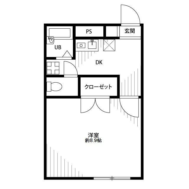 プレジール住吉(1K/2階)の間取り写真