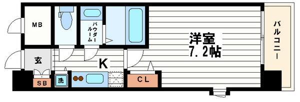 クラウンハイム北心斎橋フラワーコート(1K/6階)の間取り写真