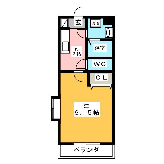 ハーヴェストV(1K/1階)の間取り写真