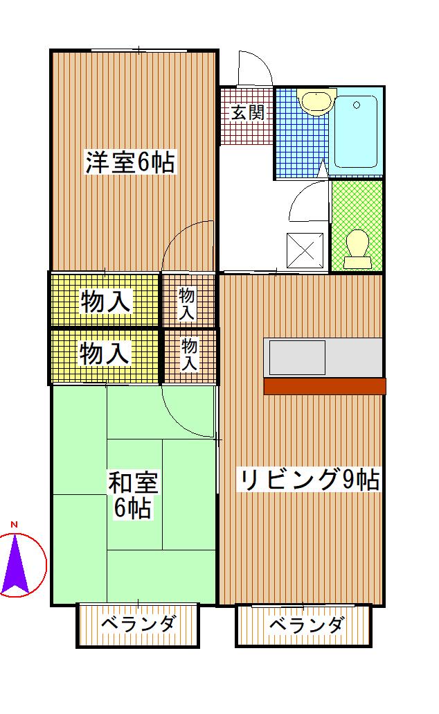 ベルシャンテマリー(2DK/2階)の間取り写真
