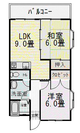 大手下コープ木屋(2LDK/3階)の間取り写真