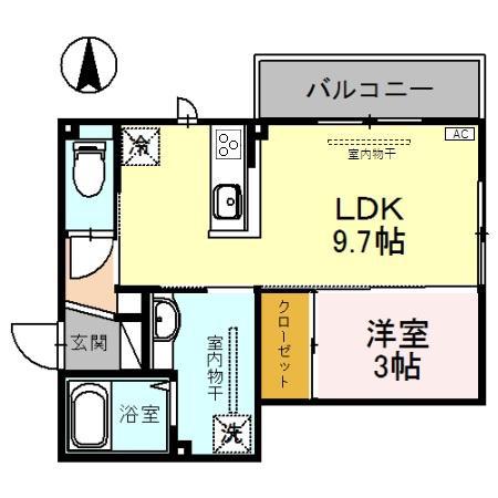 ティセージュ(1LDK/2階)の間取り写真