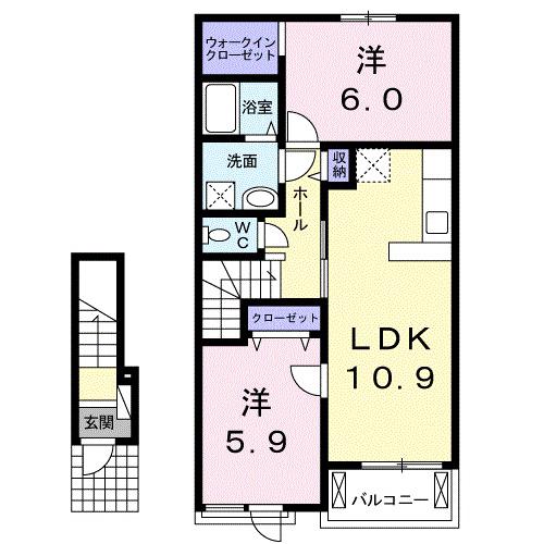 レイクともI(2LDK/2階)の間取り写真