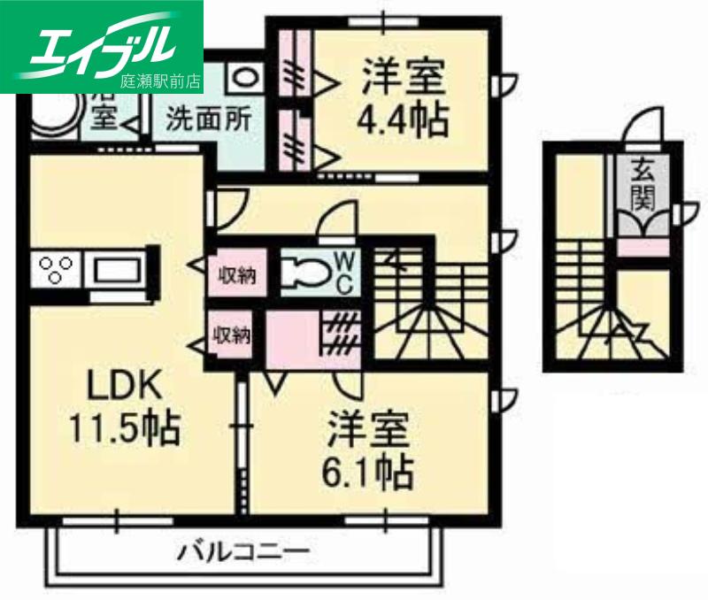 コンフォート(2LDK/2階)の間取り写真