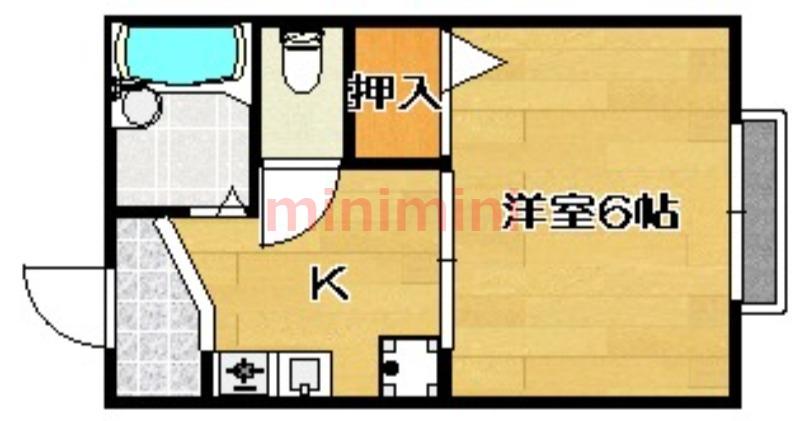 ビッグフォレスト(1K/1階)の間取り写真