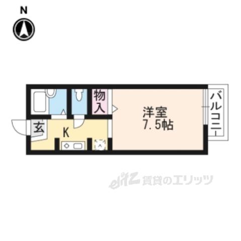 サニーハイツ中川C棟(1K/1階)の間取り写真