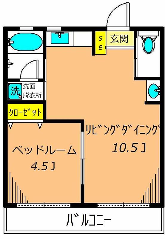 浅間マンション(1LDK/2階)の間取り写真