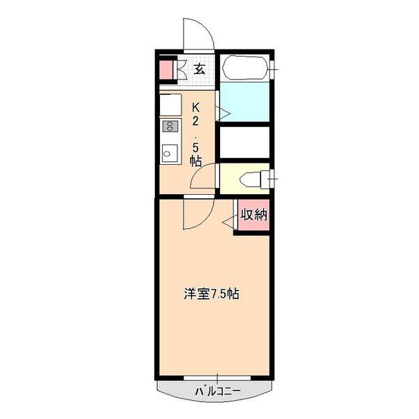 グリーンヒル飯田C(1K/1階)の間取り写真