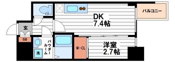 セレニテ谷町四丁目アリエ(1DK/2階)の間取り写真