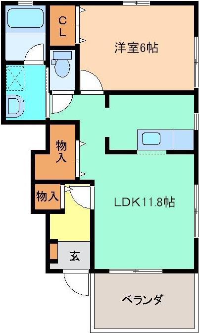 ワンズウイング(1LDK/1階)の間取り写真