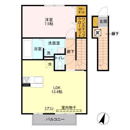 ダズリング シー(1LDK/2階)の間取り写真