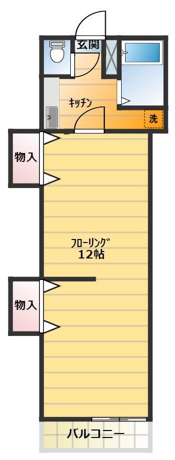 第五タキシマ(1K/2階)の間取り写真