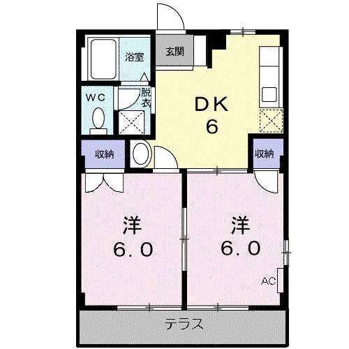 ドリーミー山中 C(2DK/1階)の間取り写真
