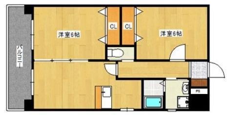 サンヴィクトワール(2LDK/3階)の間取り写真