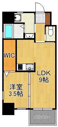 アベニュー小倉ウエスト(1LDK/3階)の間取り写真
