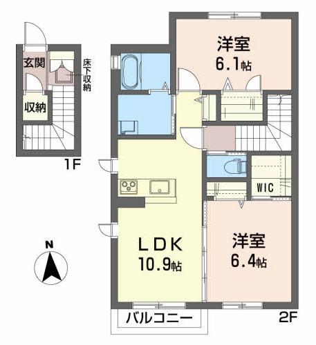 シャーメゾンSPRING(2LDK/2階)の間取り写真