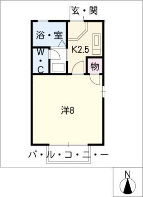 コーポ宮地(1K/2階)の間取り写真