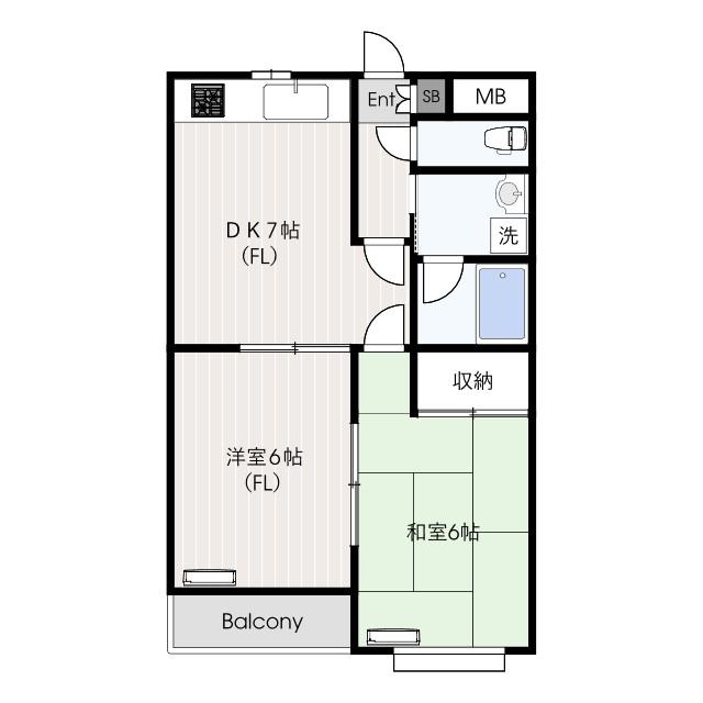 マンションHARA(2DK/1階)の間取り写真