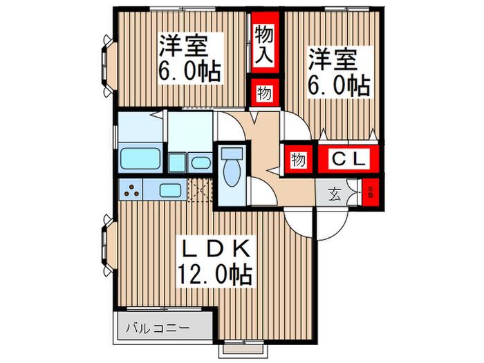 グラン・シャト-B(2LDK/1階)の間取り写真