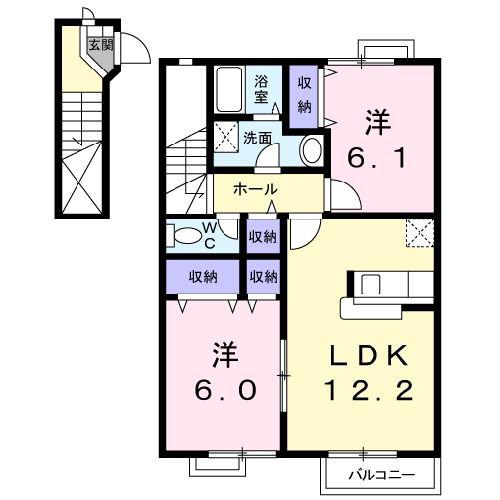 ネイチャーフィールドC(2LDK/2階)の間取り写真