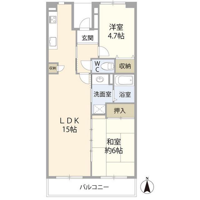 グリーンタウン美住2番街第2号棟(2LDK/2階)の間取り写真