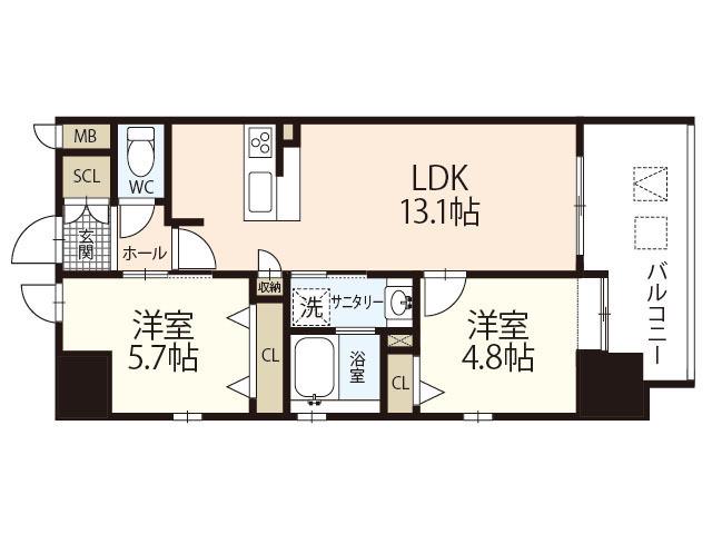 REGLUS東平塚(1SLDK/10階)の間取り写真