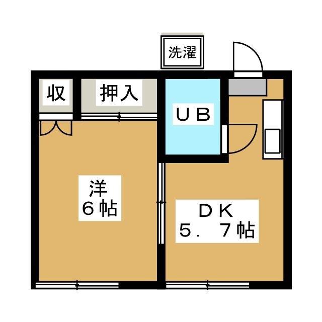 ヴィラ中野(1DK/2階)の間取り写真