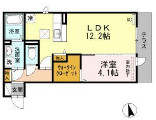 D-ROOM西新(1LDK/2階)の間取り写真