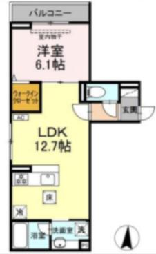ディー パイナ 登戸3(1LDK/1階)の間取り写真