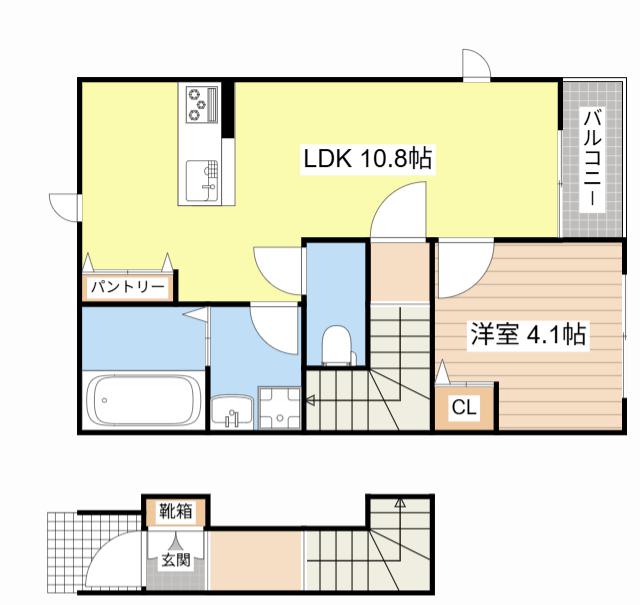HONEY COMB Y・T(1LDK/2階)の間取り写真
