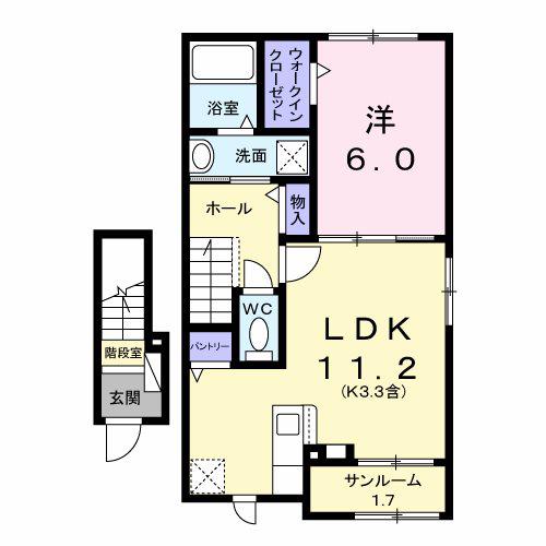 ラミューズ佐久平(1LDK/2階)の間取り写真