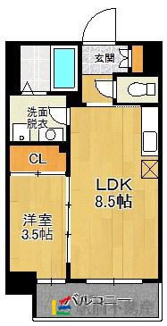 タツミ大橋(1LDK/8階)の間取り写真