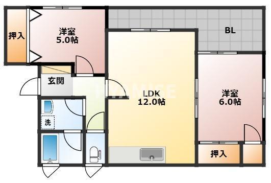 スカイラークヒルズII(2LDK/2階)の間取り写真