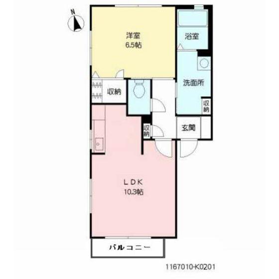 エストレージャK棟(1LDK/2階)の間取り写真
