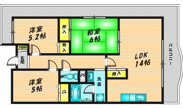 コンフォール東花園(3LDK/3階)の間取り写真