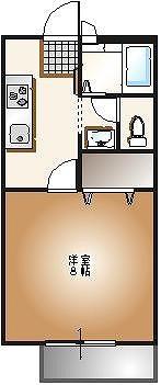 サンライズ小山(1K/2階)の間取り写真