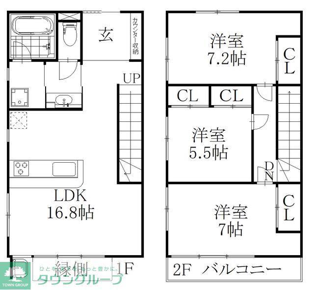 THE ORCHARD YAHATA A棟(3LDK/1階)の間取り写真