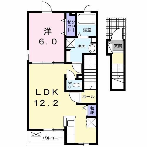 トーサムポロI(1LDK/2階)の間取り写真