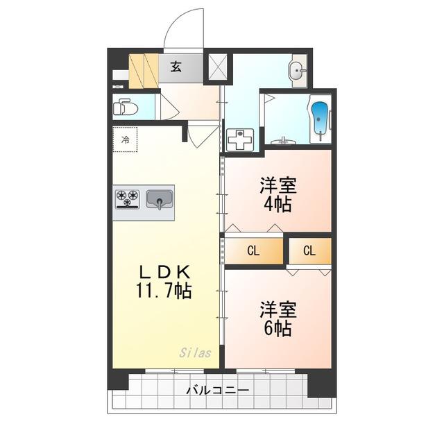 CREST TAPP十条(2LDK/7階)の間取り写真