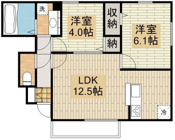エストカーサ(2LDK/1階)の間取り写真