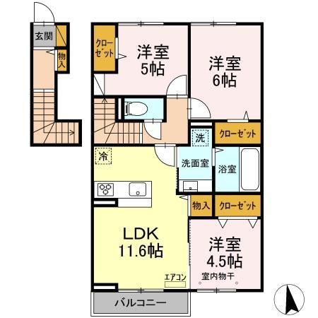 ル・グランⅢ(3LDK/2階)の間取り写真