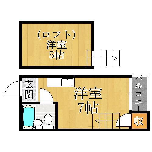 野江ハイツ(1K/5階)の間取り写真