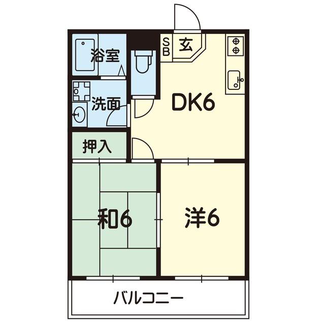 エムズヒルB(2DK/1階)の間取り写真