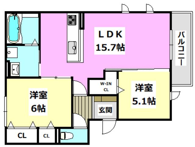 シティエル(2LDK/2階)の間取り写真