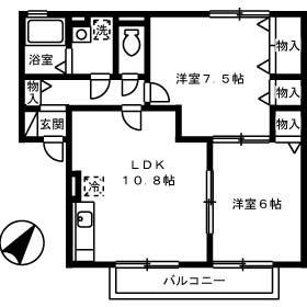 セジュールセラ B棟(2LDK/2階)の間取り写真