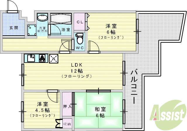 グリーンパレス千里中央B棟(3LDK/1階)の間取り写真
